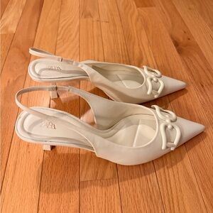 Zara Raised Detail Slingback Pumps in ecru white Size 10 #wedding #summer #bride